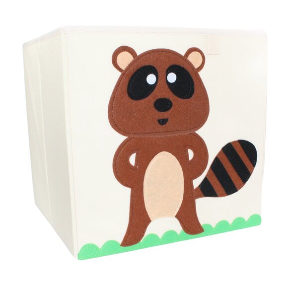 Sturdy Storage Collapsible Organizer Racoon Graphic Square Cube Bin - 13inch - Picture 2 of 3